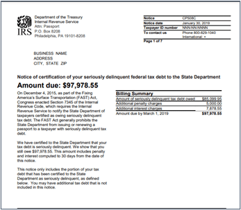 CP508C Sample From IRS Website